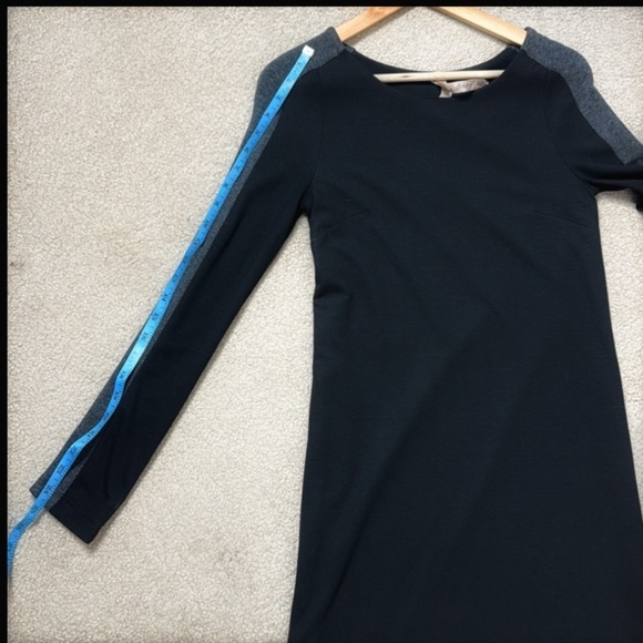 Bailey 44 Dress Sheath Black Grey Sleeve Colorblock Stretch Knit Long Sleeve LBD - Picture 5 of 11